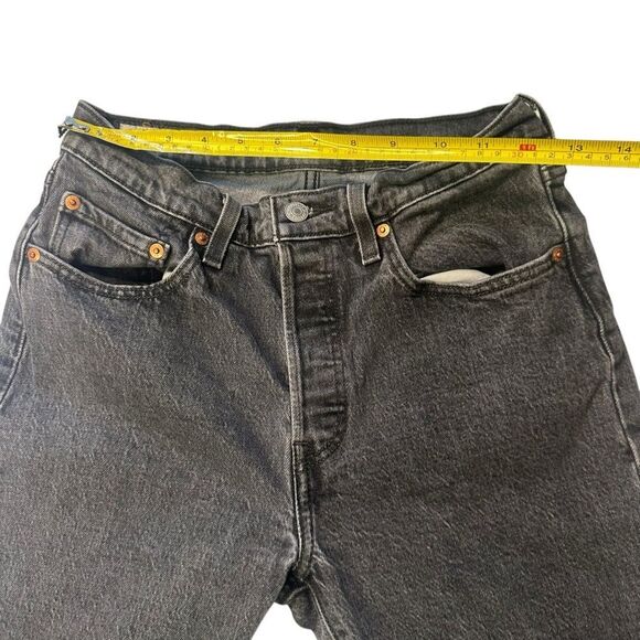 Levi’s Premium Fit Button Fly 501 Faded washed Black Ankle High Rise size 27 - Picture 10 of 12